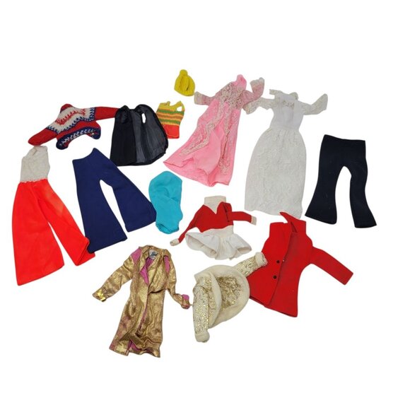 Vintage Lot Of Barbie Doll Mixed Clothes Coat Dress Sweater Swimsuit Jumpsuit - Picture 1 of 12